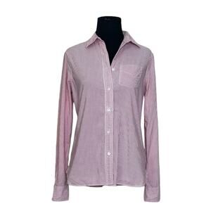 Lands' End red white striped long sleeves button shirt size XS